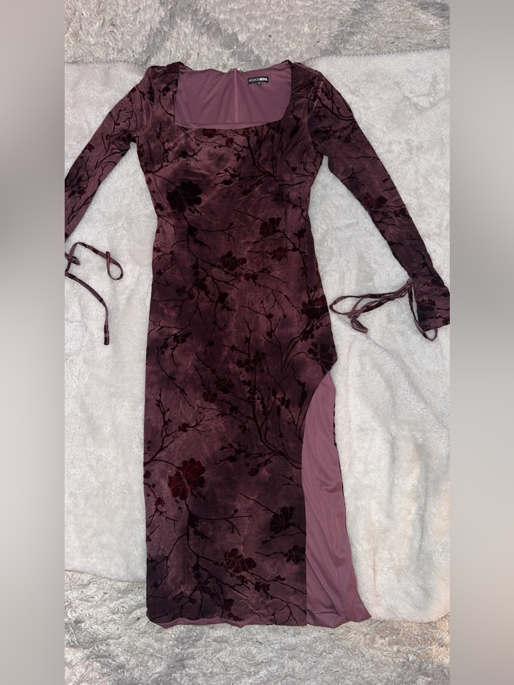 Fashion Nova Floral Velvet Maxi Dress